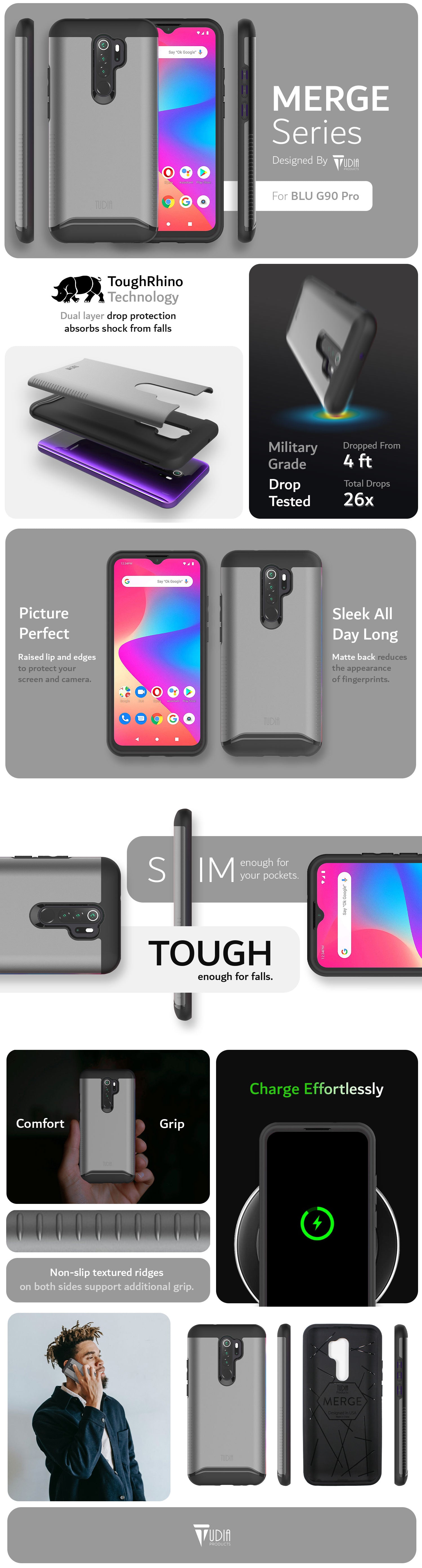 TUDIA MERGE BLU G90 Pro Dual Layer Protection Heavy Duty Case