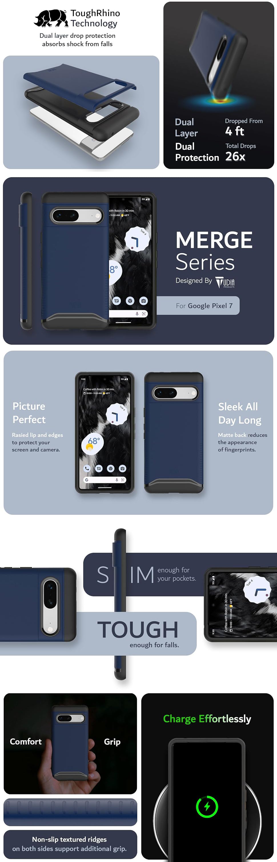 TUDIA Google Pixel 7 MERGE Series Dual Layer Protection - Heavy Duty Case