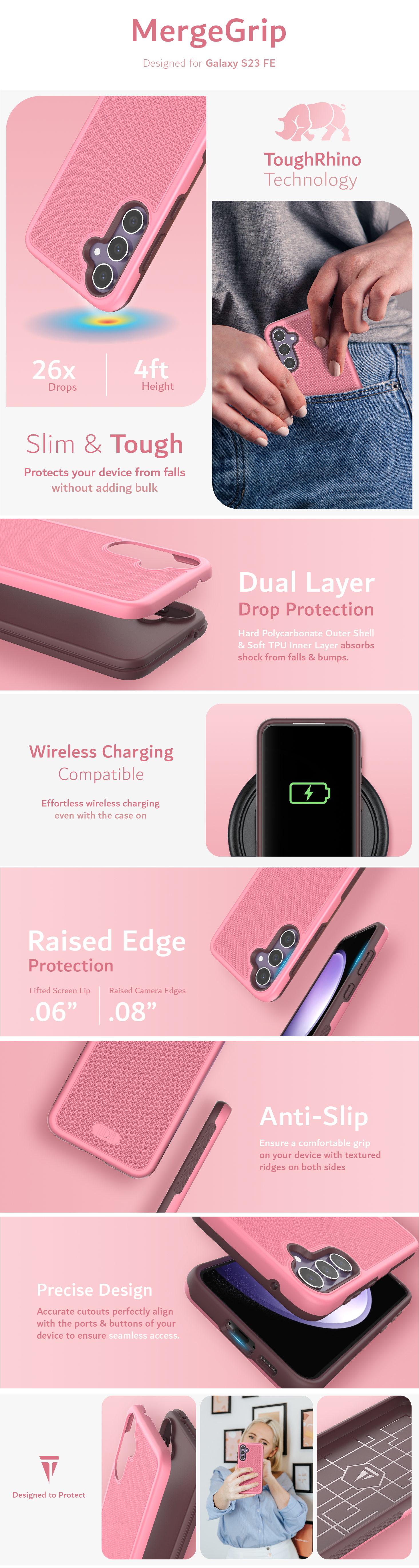TUDIA Samsung Galaxy S23 FE MergeGrip Dual Layer Protection - Heavy Duty Case