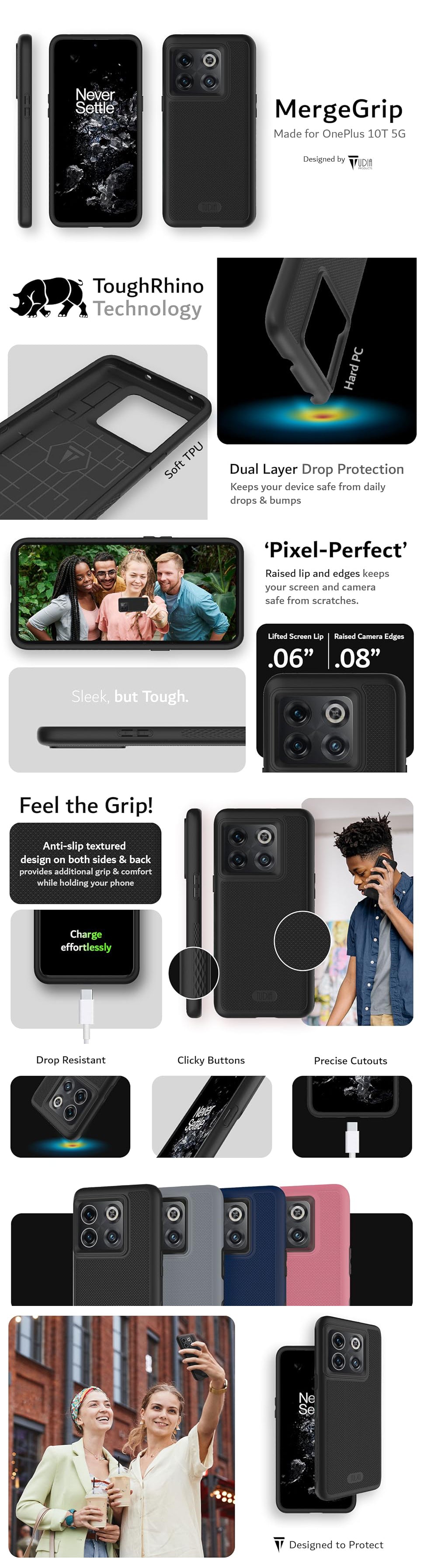MergeGrip Case for OnePlus 10T 5G – Dual Layer, Shockproof, and Durable Protection - TUDIOA Products