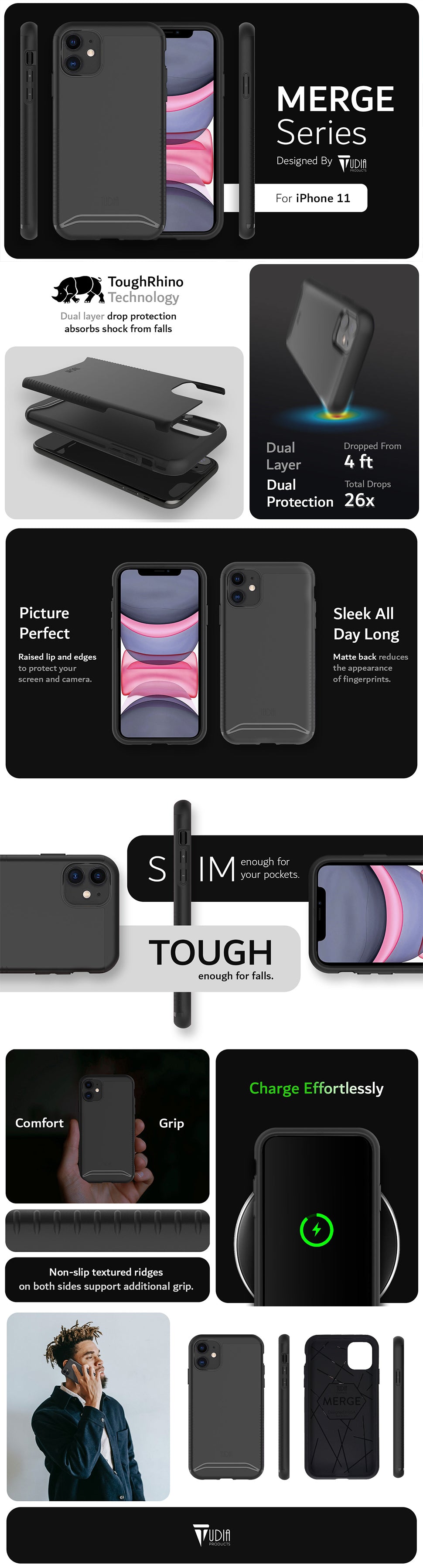 TUDIA MERGE Series iPhone 11 Dual Layer Dual Protection Heavy Duty Case
